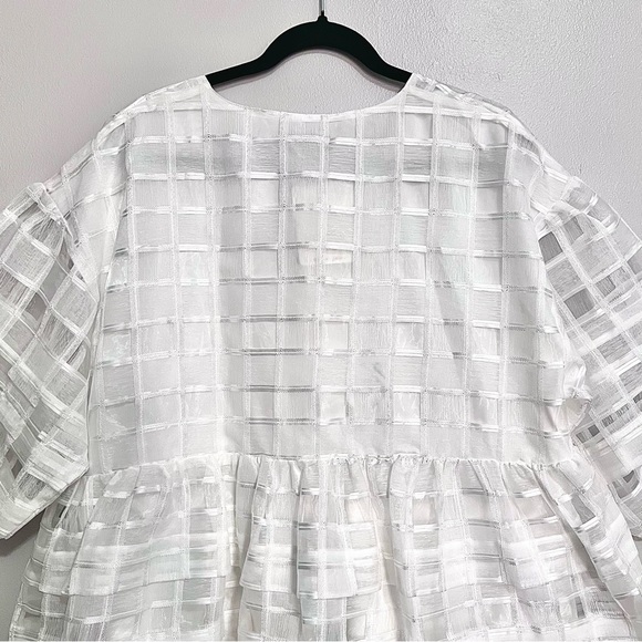 NWT Sister Jane Mini Ivory White Smock Dress w/ Front Bow in Sheer Organza - Picture 15 of 16